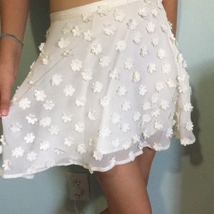 White Flower Appliqué Skirt